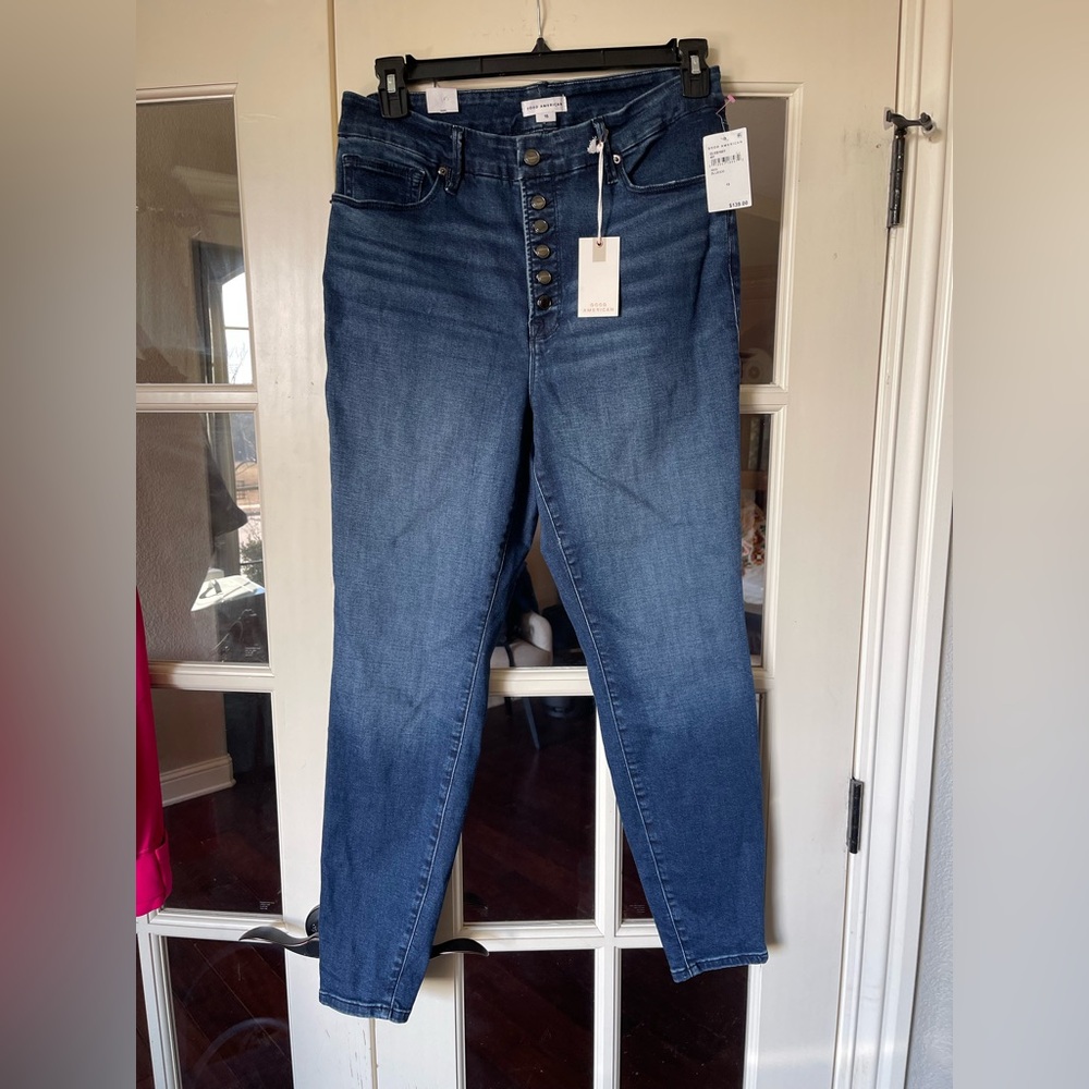 Good American Good Legs Button-Fly Jeans — Blue830 NWT!!! Sz 15 Women’s
